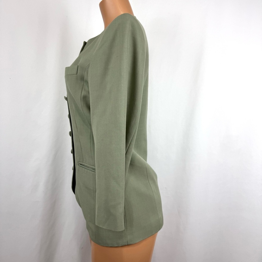 Vintage Algon Quins Womens Sz M Green Wool Blend Button Up Blazer Jacket Chinese - Picture 7 of 13